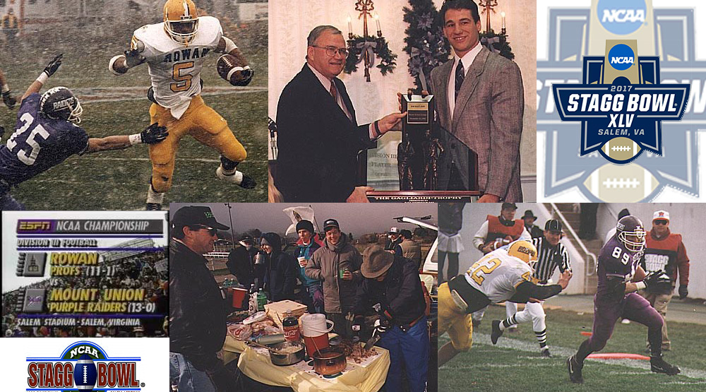 Composite of images regarding Mount Union's first Stagg Bowl